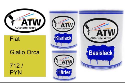 Fiat, Giallo Orca, 712 / PYN: 1L Lackdose + 1L Klarlack + 500ml Härter - Set, von ATW Autoteile West.